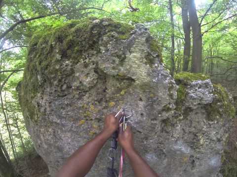 Luke climbing a 6b in Frankenjura, Germany. Thread through at the end is good footage!