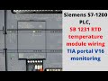 Siemens S7 1200 PLC SB 1231 RTD Temperature Module Wiring TIA Portal V16 Monitoring English