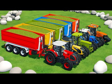 JOHN DEERE vs CLAAS vs FENDT vs CASE vs LANDINI TRACTORS BATTLE WITH SUNFLOWERS CHAFF - FS 22