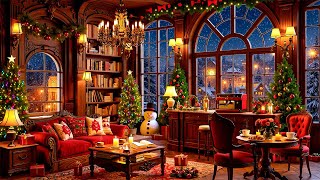 Snowy Night & Relaxing Christmas Jazz Music at Cozy Christmas Coffee Shop Ambience for Work, Relax❄️
