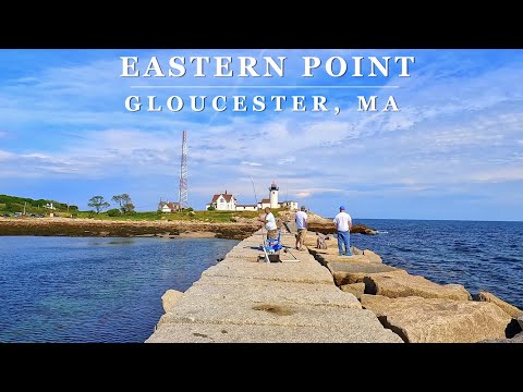 [4K] EASTERN POINT LIGHTHOUSE & JETTY: Gloucester, MA - Relaxing Scenic Coastal Walking Tour