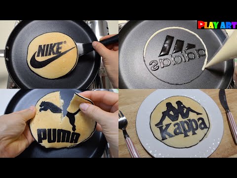 Pancake art Brand Logos, Nike, adidad, Puma, Kappa, 팬케이크아트 로고, 나이키,아디다스,푸마,카파, Making logo pancake