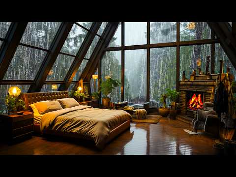 No Ads, Rain Sounds For Sleeping 🌧️ Severe Insomnia Relief with Gentle Rain & Fireplace Sounds