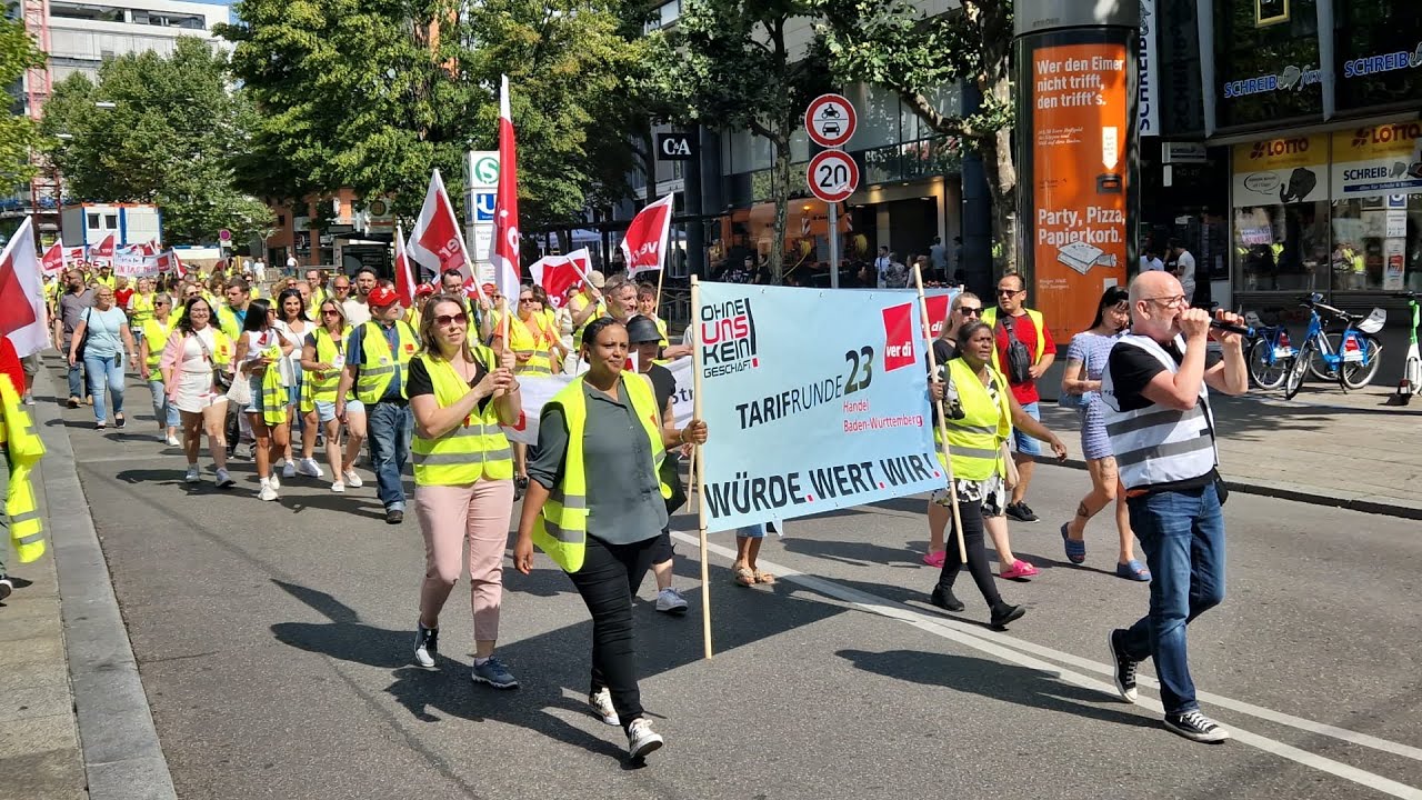 Streik in Stuttgart / Tarifrunden Handel 2023