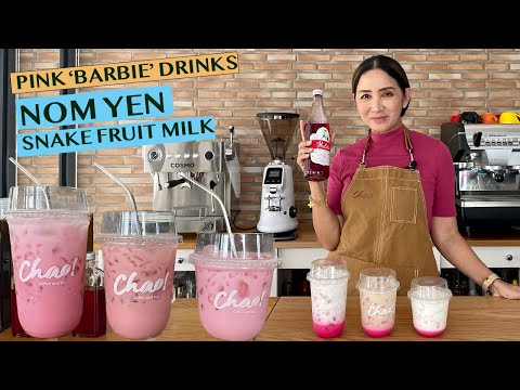 TRY THESE PINK DRINKS! 3 WAYS #nomyen #plantbasedmilk #imabarbiedrink