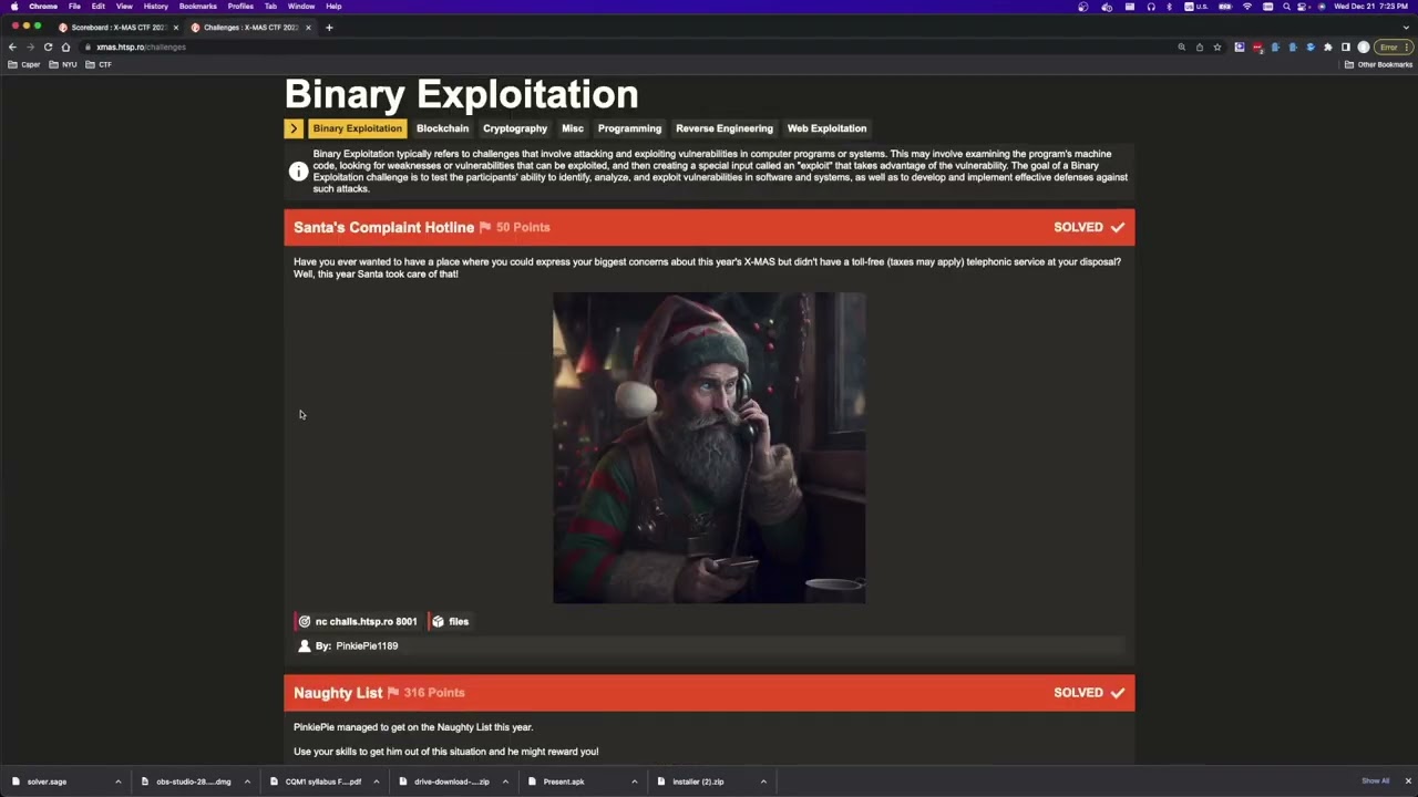X-MAS CTF 2022 Challenge Writeups (pwn, crypto, misc, programming, rev, web)