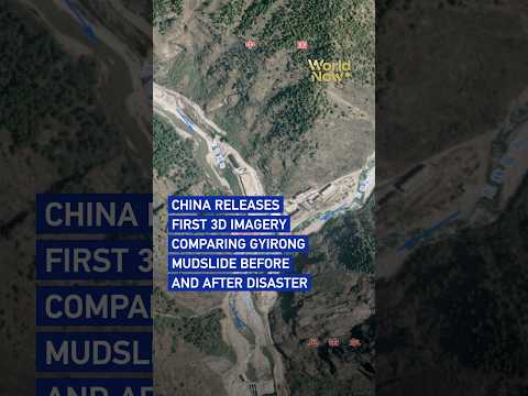 China releases first 3D imagery showing Gyirong mudslide before and after #worldnow