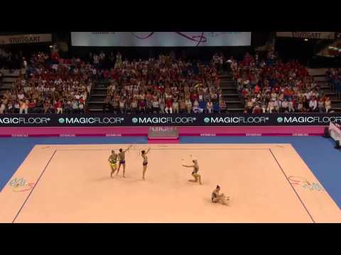 U.S. Group - Six clubs/two hoops - 2015 World Rhythmic Gymnastics Championships