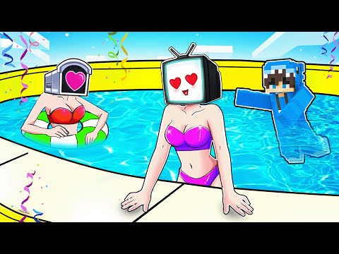 POOL PARTY With SKIBIDI GIRLS in Minecraft!