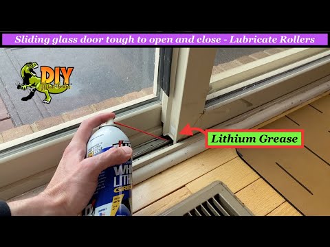 Part of a video titled Sliding glass door tough to open and close - Lubricate rollers - YouTube