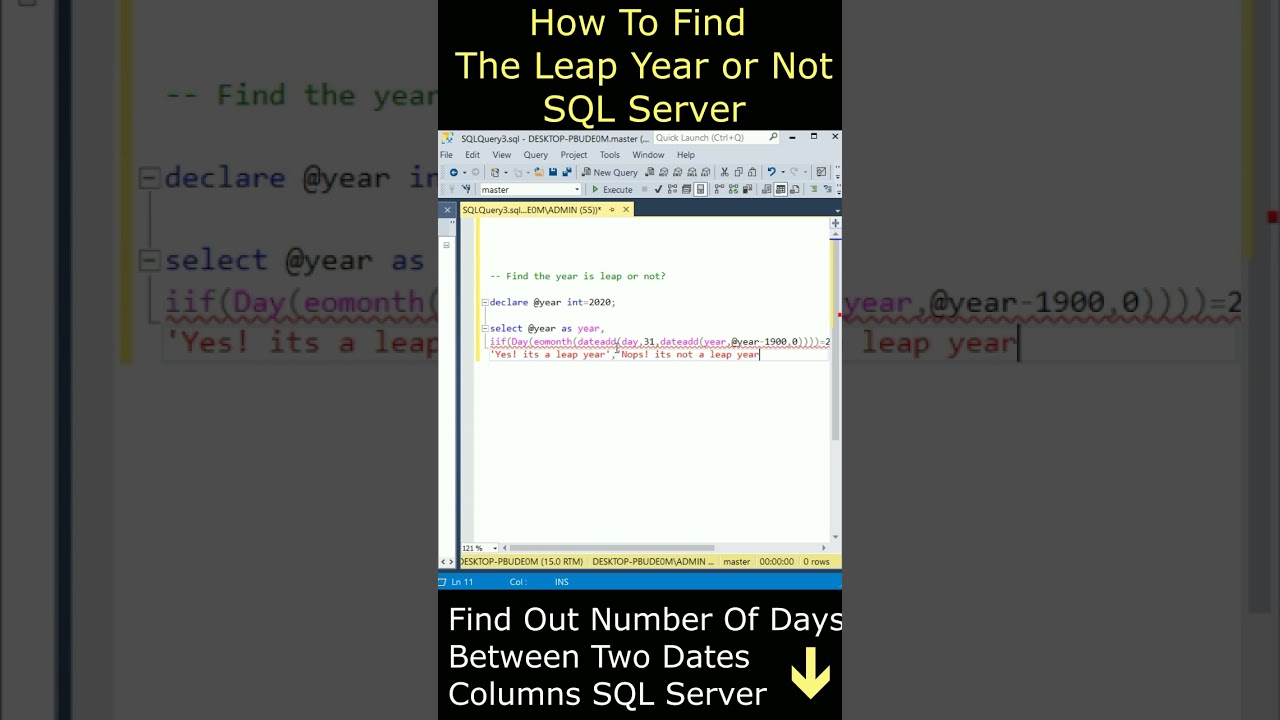 Find out the year is leap Year or not #sqlserver
