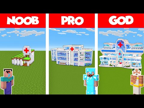Minecraft NOOB vs PRO vs GOD: HOSPITAL BUILD CHALLENGE in Minecraft / Animation