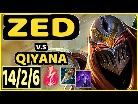 ZED vs QIYANA - 14/2/6 KDA MID GAMEPLAY - EUW Ranked GRANDMASTER