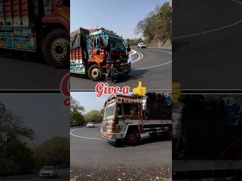 Heavy loaded leyland and Eicher truck in sharp curve ghat road #ashokleyland #dieselengine