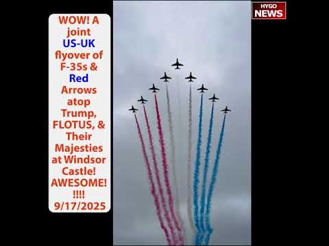 WOW WHAT A SIGHT! Carriages for Trump& FLOTUS,& Their Majesties King & Queen, F-35s & Red Arrows