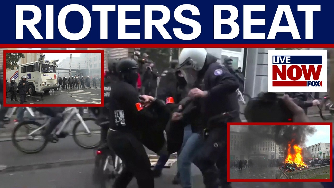 WATCH: Protesters beaten & sprayed as violent protests breakout in Belgium