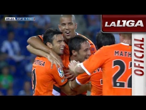 Gol de Helder Postiga (0-1) en el RCD Espanyol - Valencia CF - HD