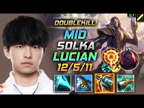 SOLKA Lucian MID vs Sion - 솔카 미드 루시안 템트리 룬 정수 집공 - LOL KR 11.7