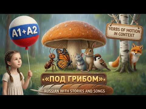 Под грибом | Under the Mushroom 🍄 | Adapted V. G. Suteev Story | Russian A1–A2