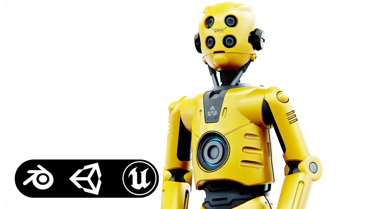 Protocol Droid C6-Ds V2 Auto-Rig Pro Rigged For Mixamo Unreal Engine Unity 3D Model