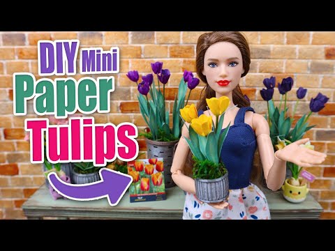 DIY Miniature paper TULIPS - how to make Mini Paper Flowers - Make it Mini Spring