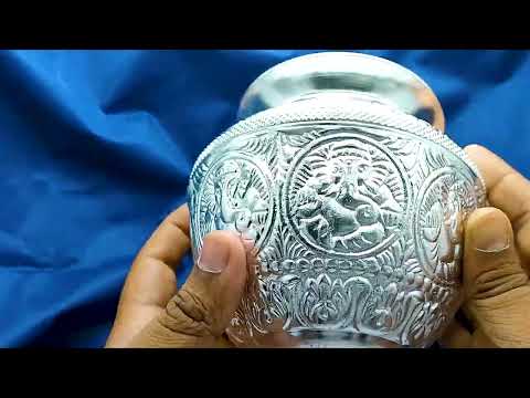 Subh Mangal Divine Ganesha Designed White Metal Kalash video