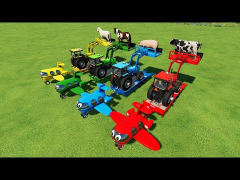TRANSPORTING ANIMALS WITH COLORED MINI PLANE TRACTORS - FARMING SIMULATOR 22