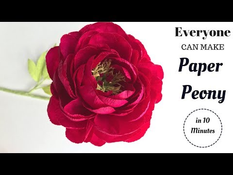 How To Make Red  Peony Paper Flower From Crepe Paper - Craft Tutorial