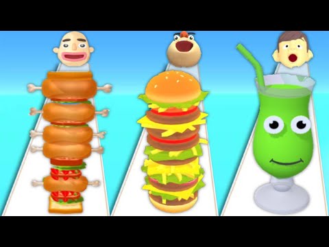 SANDWICH RUNNER vs HAMBURGER STACK vs JUICE RUN - Triple Gameplay