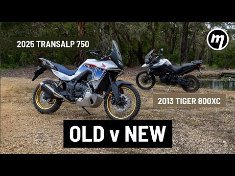 2025 Honda Transalp v 2013 Tiger 800 XC. Similar brief, different brands, years apart.