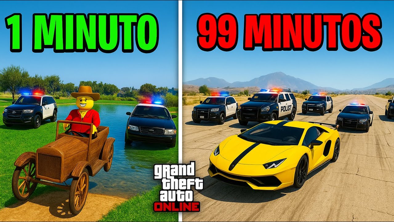 ESCAPANDO de la POLICÍA pero mi COCHE se vuelve MAS MODERNO cada MINUTO! - GTA 5 Online