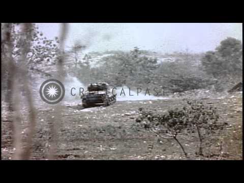 US Marines shoot rifles as they advance in Saipan, Mariana Islands during World W...HD Stock Footage