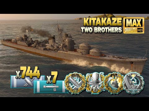 Kitakaze holds one Island on "Two Brothers" for a master game - World of Warships
