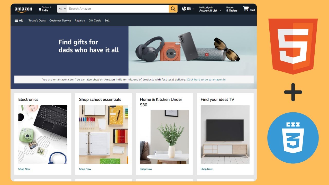 #1 | Amazon Clone Using HTML & CSS with Media Quires | by SoftCode