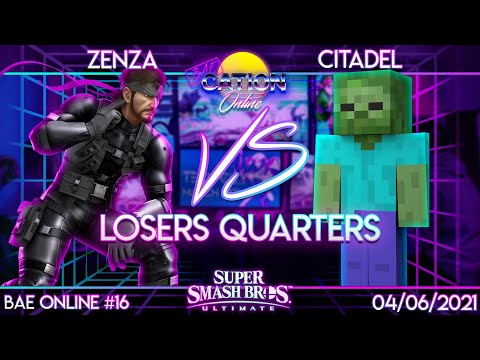 Baecation Online #16 - SSBU - Zenza (Snake) vs. NPT | Citadel (Steve) - Losers Quarters