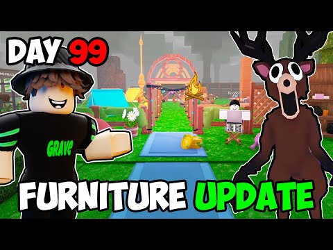 I Built The BEST CAMP In 99 Nights In The Forest FURNITURE UPDATE..(this was awesome)