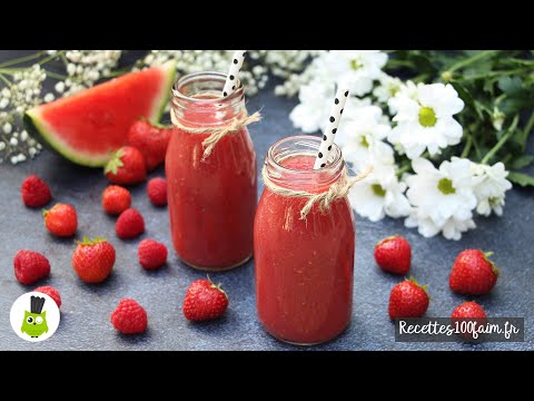 Recette Smoothie fraise-pastèque et basilic frais