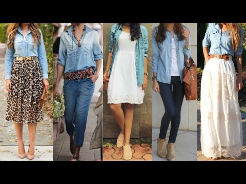 LOOKS Y OUTFITS MODERNOS con BLUSAS de MEZCLILLA COMBINACIONES de ROPA MODERNA con BLUSAS DENIM