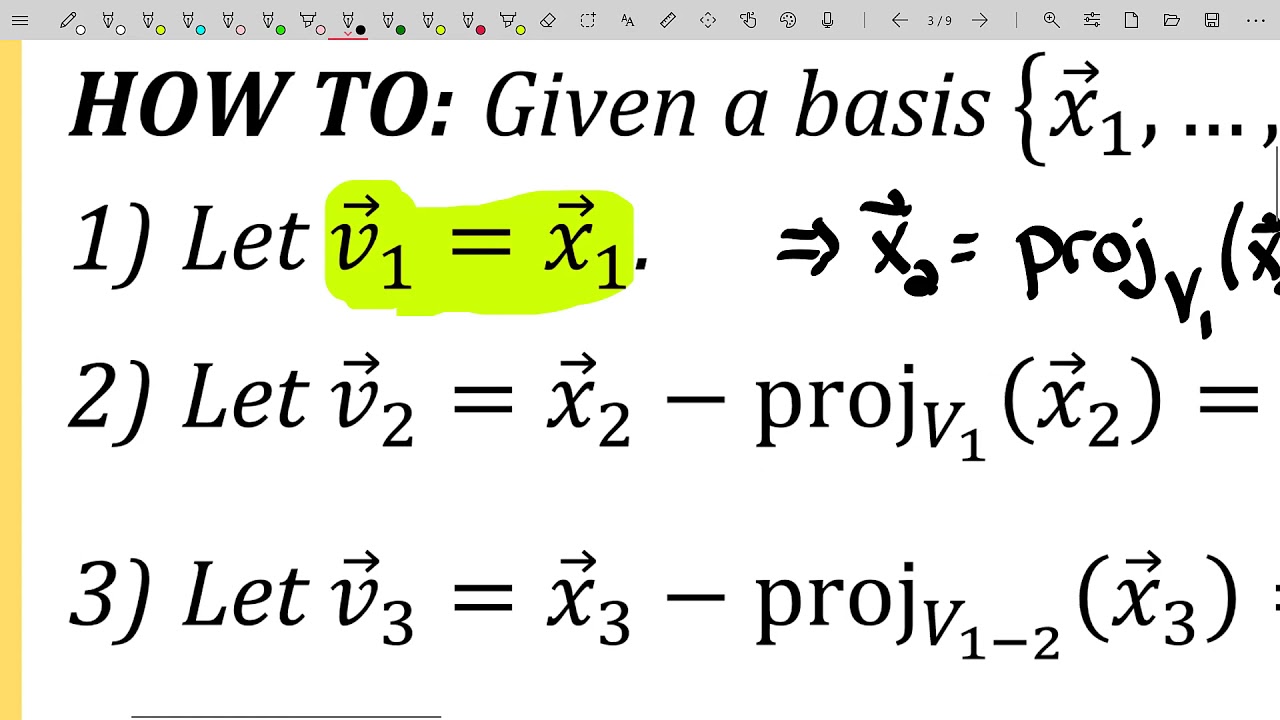 Orthogonality and Least Squares - The Gram-Schmidt Process - Concept, Summary, and Example