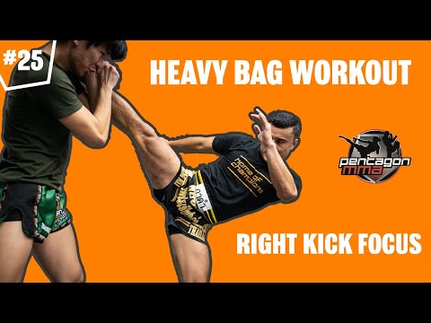 How to build strong kicks for martial arts? Heavy Bag Workout for Muay Thai and Kickboxing -Class 25