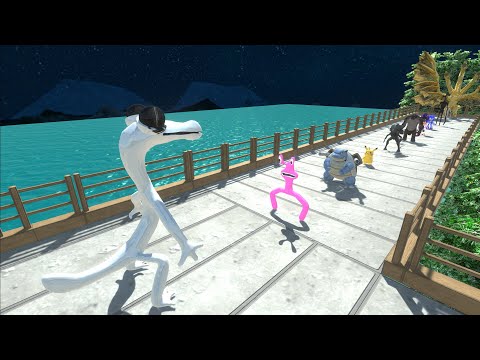 RAINBOW FRIEND SUPERMEN  WHITE VS GHIDORAH & AVENGERS DEATH RUN - Animal Revolt Battle Simulator