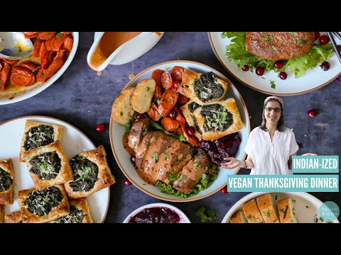 INDIAN-SPICED VEGAN THANKSGIVING / CHRISTMAS DINNER! Chickpea loaf, butter sauce, glazed carrots