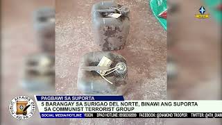 5 barangay sa Surigao del Norte binawi ang suporta sa komunistang teroristang grupo