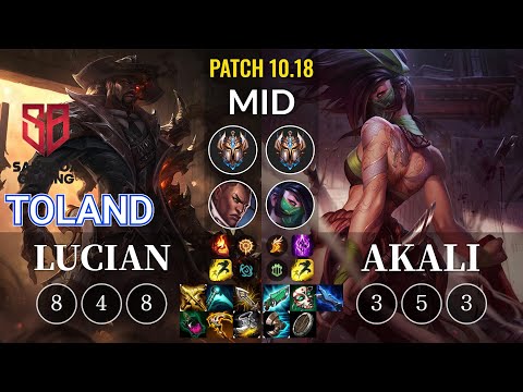 SB TolanD Lucian vs Akali Mid - KR Patch 10.18