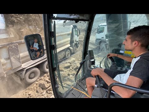 Caterpillar 390D Excavator Loading Trucks - Operator Giorgos Tsavalakoglou