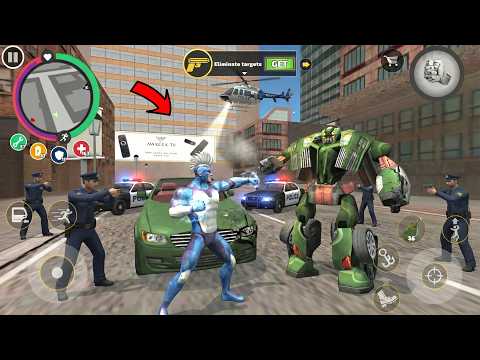 Rope Hero Vice Town (rope hero fight police car robot and police helicopters) - Android Gameplay HD