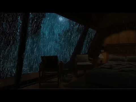 Heavy Rain and Thunder Sounds on Window at Forest Night - Relaxing Sleep Sounds, Study, Healing