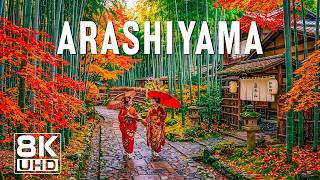 Arashiyama Autumn 🍁🎋 | Japan's Magical Bamboo Forest in Red Leaves | 8K UHD Scenic Relaxation