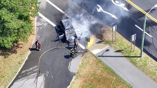 Minivan fire shuts down Bourne Bridge