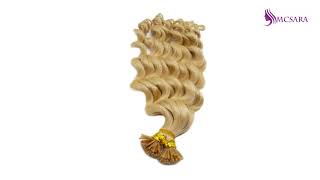 MCSARAHAIR: I tip body wavy hair extensions blonde color #613